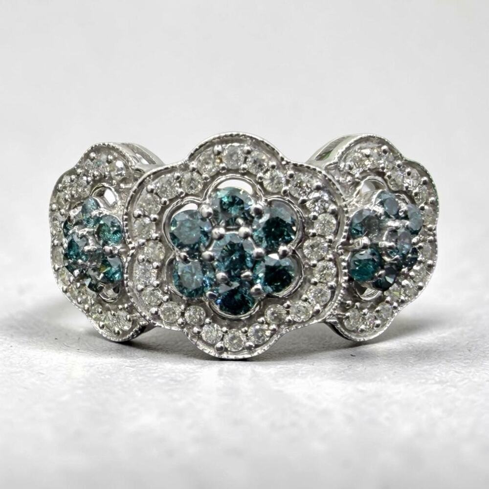 1/2ct Blue White Diamond Ring 925 Sterling Silver Size 7 .50ct Wedding Band
